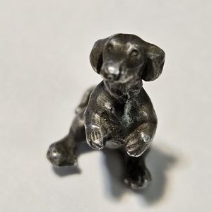 Vintage Rawcliffe Miniature Pewter Dog. 1983 Signed